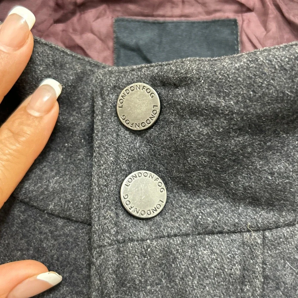 London Fog Mens Wool Blend Bomber Jacket Charcoal Gray Mock Neck XL